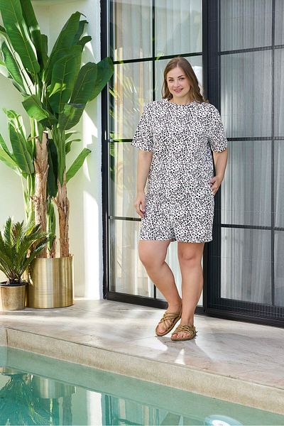 Aydoğan Women's Plus Size 100% Cotton Shorts Suit 250129