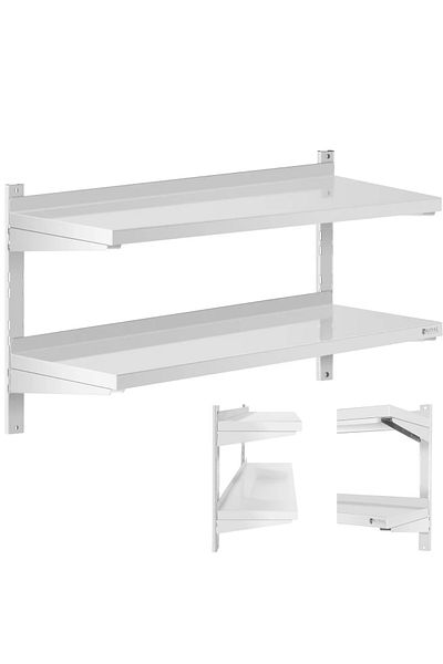 Royal Catering Raft dublu reglabil pentru catering, suspendat pe perete, din OȚEL, 100 x 40 cm