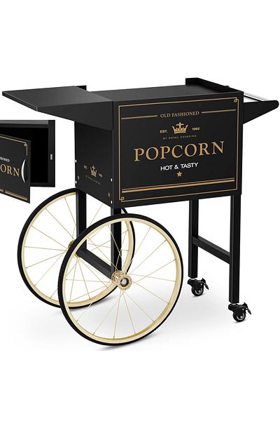 Royal Catering Wózek podstawa do maszyny do popcornu z szafką retro 51 x 37 cm - czarno-złoty