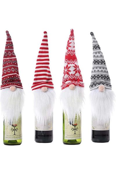 Vohoney Set of 4 Christmas wine bottle covers, textile, multicolor, 39 x 12 cm