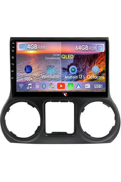 navi-it Navigatie dedicata Jeep Wrangler 2011-2016, 4GB RAM 64GB ROM, Octacore, Android 13, Display QLED 10"