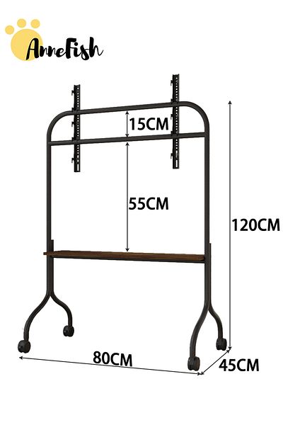 AnneFish Mobile TV Cart Easel Rolling TV Stand for up 75 Inch Screen Portable Floor TV Stand Locking Wheels