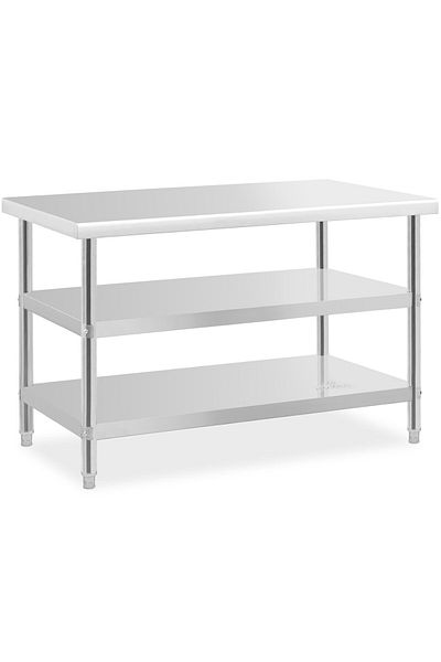 Royal Catering Stół blat roboczy centralny stalowy 2 półki 120 x 70 cm do 200 kg