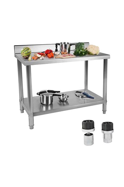 Royal Catering Stół blat roboczy gastronomiczny przyścienny z rantem Stal nierdzewna 100x70cm