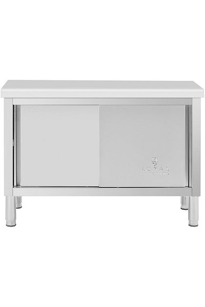 Royal Catering Stół gastronomiczny z szafką z drzwiami suwanymi STAL 120 x 50 cm do 330 kg