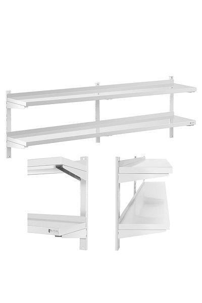Royal Catering Raft dublu reglabil pentru catering, suspendat pe perete, din OȚEL, 200 x 30 cm