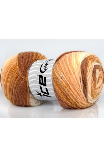 Ice yarns مجموعة من 4 × 100 جرام من خيوط الثلج BABY BATIK Yarn Brown Shades C...