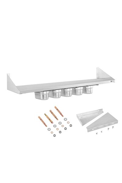 Royal Catering Raft de perete suspendat pe console din oțel inoxidabil cu recipiente GN1/9