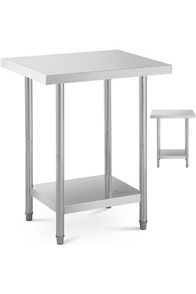 Royal Catering Stół stolik blat roboczy stalowy nierdzewny z półką 76x61cm