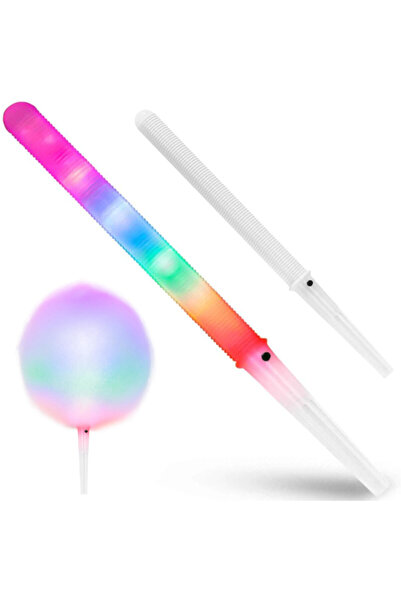 Royal Catering Bețișoare de vată de zahăr strălucitoare cu LED - set de 100 buc.