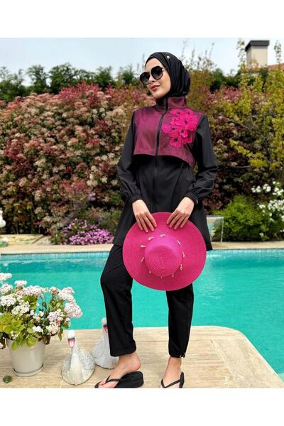 Moodbasic SWİMWEAR APLİKE FİLELİ TESETTÜR MAYO