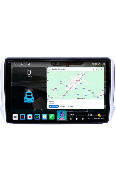 navi-it Navigatie dedicata Peugeot 208, 4GB RAM 64GB ROM, Octacore, Android 14, Display QLED 1K 10", Carplay