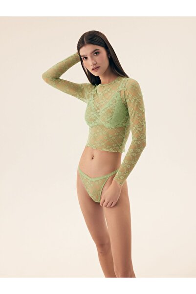 Bloovii Top cu mânecă lungă pentru femei, aspect Chantilly Lace Frestival, tr...