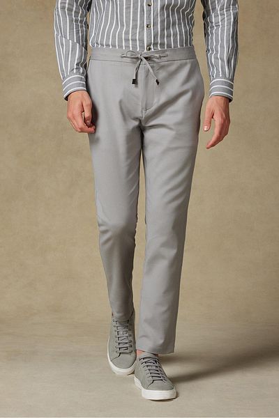 Abbate Soft Woven Cotton Blend Tailored Fit Gray Men's Straight Trousers