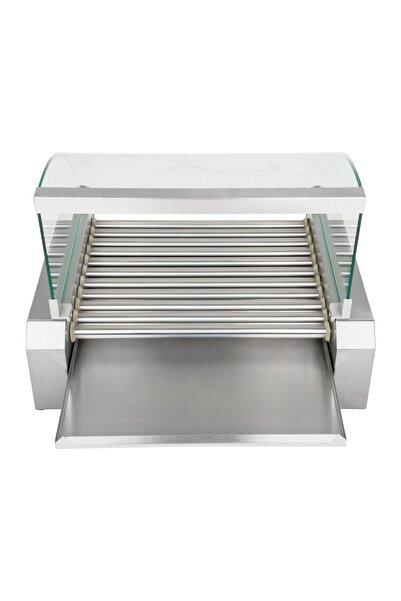 Royal Catering Grill rolkowy z pokrywą roller grill podgrzewacz do parówek 11 rolek