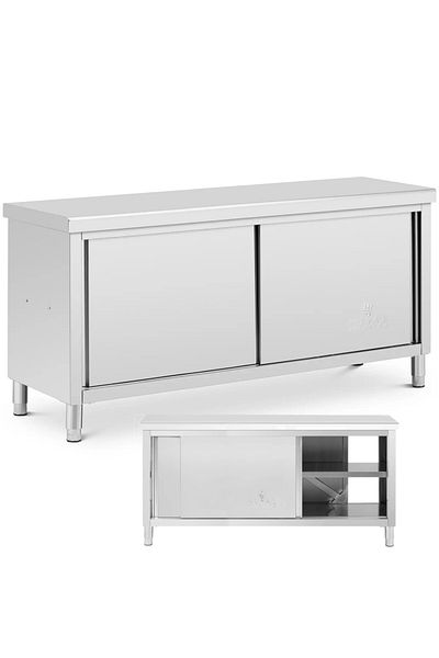 Royal Catering Stół blat roboczy centralny z szafką przelotową STAL 180 x 60 cm