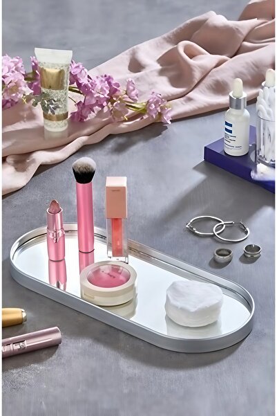 FAMU PAZARLAMA OVAL AYNALI SUNUMLUK GÜMÜŞ 12X30 İKRAMLIK KAHVE VE ÇAY SUNUM TEKLİ