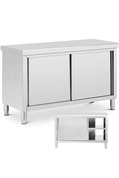Royal Catering Stół blat roboczy centralny z szafką przelotową STAL 140 x 60 cm