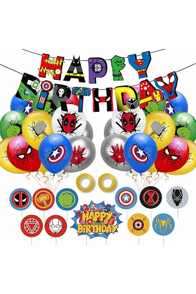 Yisscen birthday set, cardboard/latex, multicolor, 26 pieces