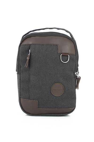 KAFF Black Multi-Eye Waterproof Canvas Fabric Men's Cross Bodybag Shoulder and Chest Bag
