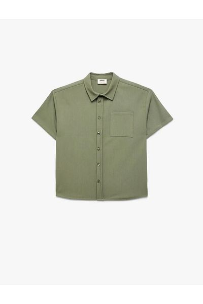 Koton Boy's Button Pocket Viscose Blended Basic Short Sleeve Shirt