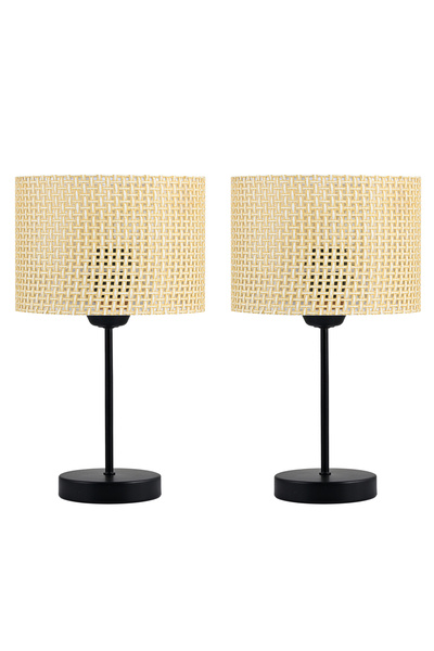 EvLight Double Wicker Rattan Black Lampshade