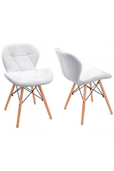 PROCART Scaun de bucătărie, cadru din lemn, design scandinav, alb