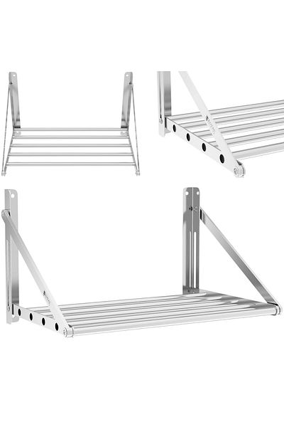 Royal Catering Raft de perete pliabil din oțel inoxidabil până la 40 kg 60 x 45 cm