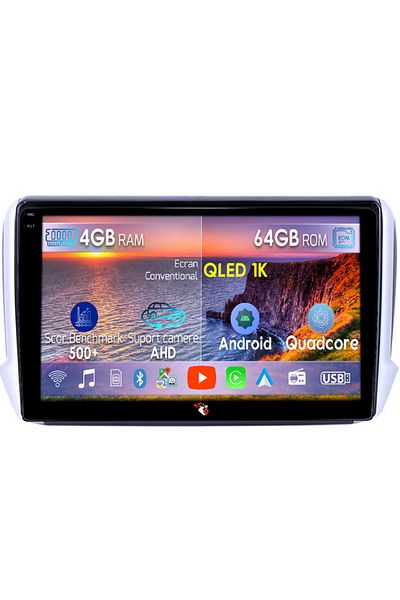 navi-it Navigatie dedicata Peugeot 208, 4GB RAM 64GB ROM, Octacore, Android 14, Display QLED 1K 10", Carplay