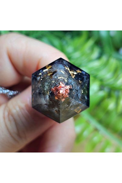 Singincraft Steel Chain Rutile Quartz Orgonite Pillar Orgonite Necklace (Handmade Tasaeım Products)