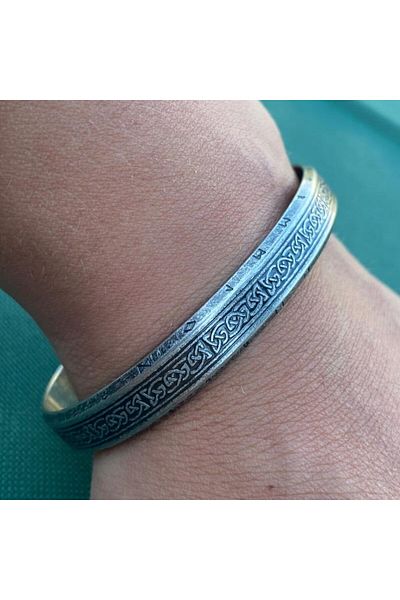 Viking Celtic Knot Runic Alphabet Adjustable Tarnish&Rust Free 316L Steel Bracelet