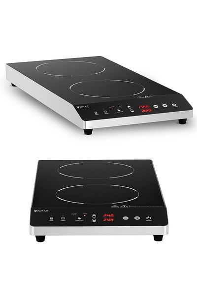 Royal Catering Kuchenka płyta indukcyjna nastawna 2 pola grzewcze śr. 26 cm LED 1800 W