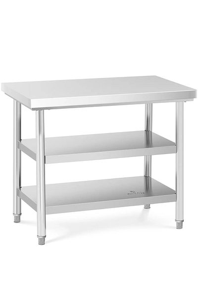 Royal Catering Stół blat roboczy centralny stalowy 2 półki 100 x 60 cm do 600 kg