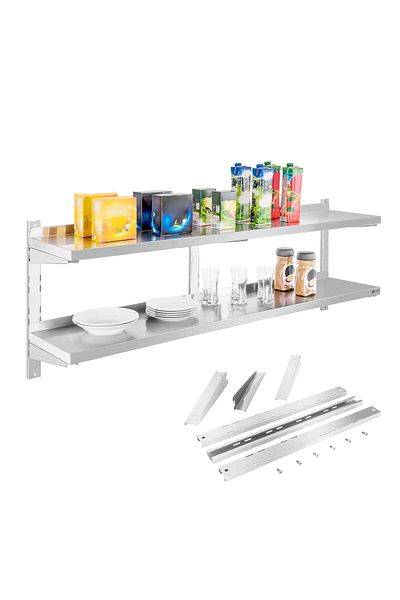 Royal Catering Raft dublu de perete din oțel, reglabil, 160 cm