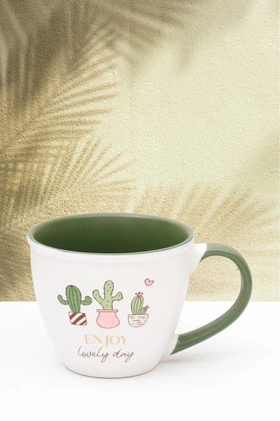 HOMENIVA 1 Cactus Porcelain Mug - Porcelain Mug