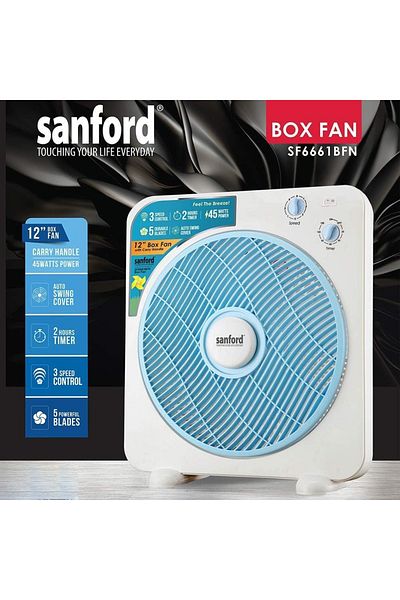 Sanford Sanford Box Fan, Multicolor, SF6661BFN BS, Number of Outlets: 5, 45.0 Watts