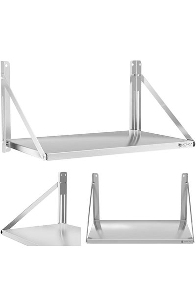 Royal Catering Raft de perete pliabil din oțel inoxidabil 80x45cm