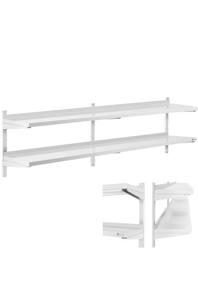 Royal Catering Raft dublu reglabil pentru catering, suspendat pe perete, STEEL, 200 x 40 cm