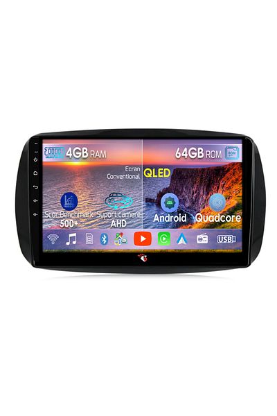 navi-it Navigatie dedicata Smart Fortwo după 2014, 4GB RAM 64GB ROM, Octacore, Display 9" QLED 1K, Carplay,