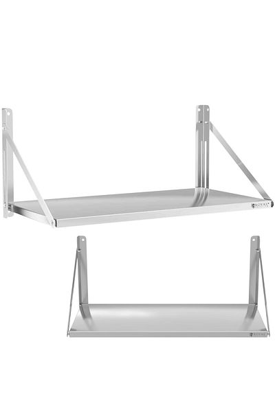 Royal Catering Raft de perete pliabil din oțel inoxidabil pentru catering, până la 40 kg, 100 x 45 cm