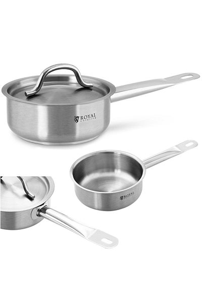 Royal Catering Rondel z pokrywką ze stali nierdzewnej grube dno 4mm 0.9L