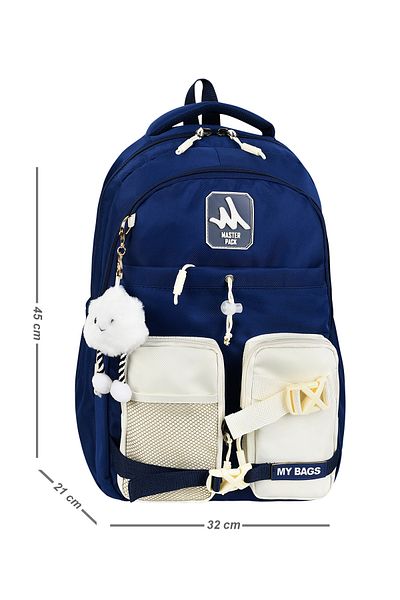 Alanç Gift Kawaii Korean Style Backpack with Back Support Waterproof Junior High and High School School Backpack with Plush Accessories