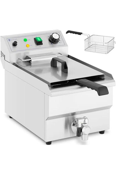 Royal Catering Frytownica elektryczna nastawna z kranem spustowym 230 V 3000 W 9 l
