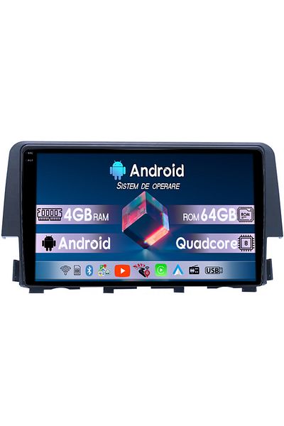 navi-it Navigatie dedicata Honda Civic 2016-2020, 4GB RAM 64GB ROM, Octacore, Android 14, Display QLED 1K 9"