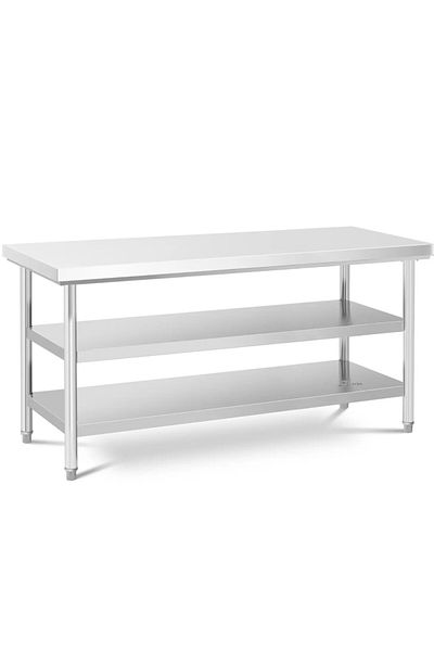 Royal Catering Stół blat roboczy centralny stalowy 2 półki 180 x 70 cm do 600 kg