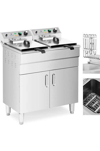 Royal Catering Friteuză electrică dublă independentă cu dulap 400 V 10000 W 26 l