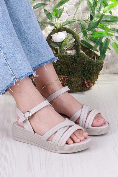 fort 05-2065 Soft Comfortable Buckle Detailed Cross Strap Women's Sandals