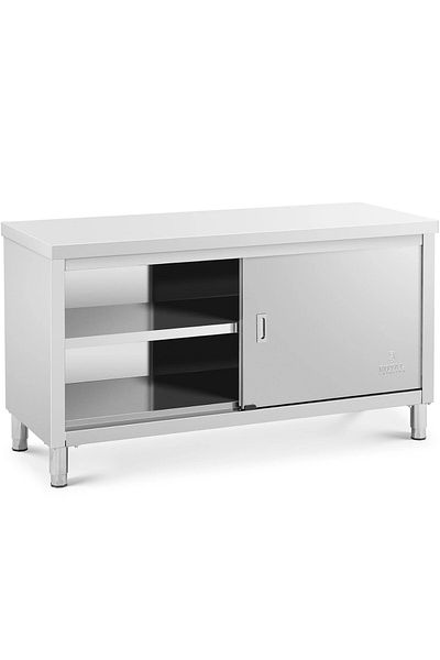 Royal Catering Stół blat roboczy centralny z szafką drzwi suwane 150 x 60 x 85 cm