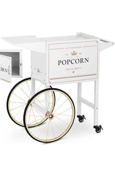 Royal Catering Wózek podstawa do maszyny do popcornu z szafką retro 51 x 37 cm - biało-złoty