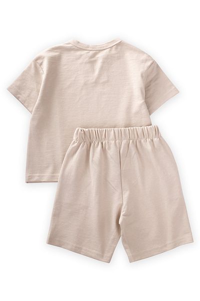 Cigit V-Neck Capri Suit 2-7 Years A.Beige